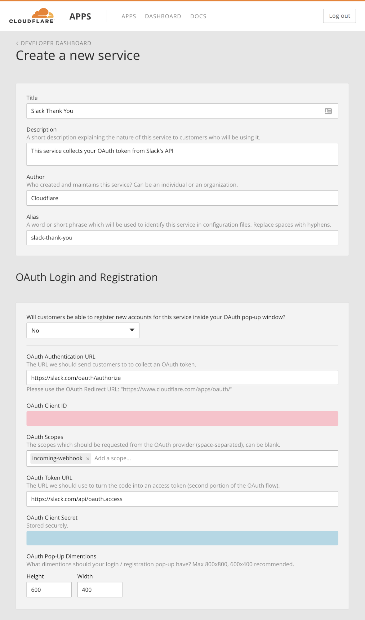 Calling the Slack API from a Cloudflare App